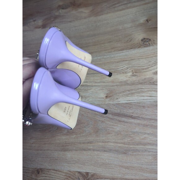 Jimmy Choo Bing 100 Lilac Patent Leather Slip On Mule Heels Womens EU 40.5 - Picture 13 of 16